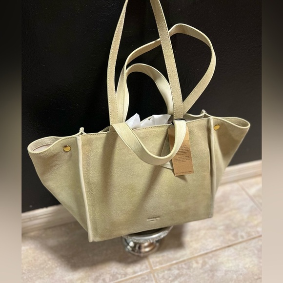 💚💚 NWT- MARGOT NEW YORK Viral JAMEE Double Handle Suede Shoulder Bag Tote💚💚 - Picture 5 of 15